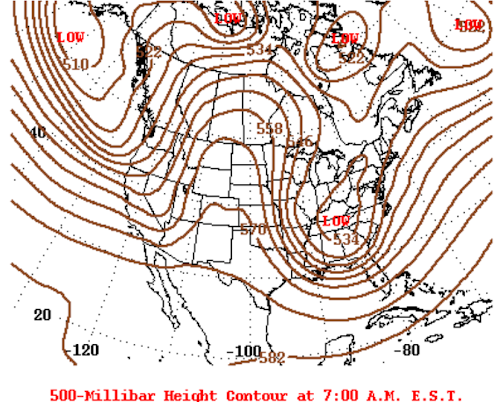 Geopotential Heights during December 26 2010 Bomb Cyclone